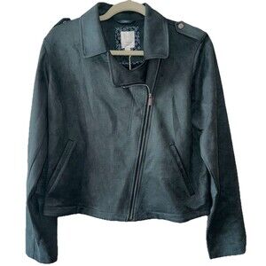 LC Lauren Conrad Teal Moto Jacket Size Large Lightweight Asymmetrical Zipper